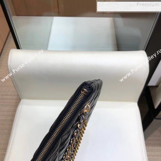 Chanel Quilted Lambskin Chain Tassel Pouch AP0502 Black 2019 (SMJD-9073129)