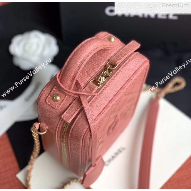 Chanel Grained Calfskin Long Vanity Case Top Handle Bag AS0988 Pink 2019 (FM-9073135)