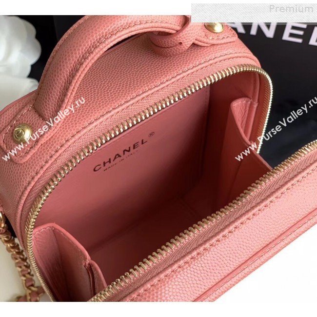 Chanel Grained Calfskin Long Vanity Case Top Handle Bag AS0988 Pink 2019 (FM-9073135)