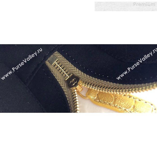 Chanel Metallic Crocodile Embossed Calfskin Round Classic Clutch with Chain AP0366 Gold 2019 (JIYUAN-9073137)