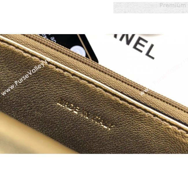 Chanel Metallic Crocodile Embossed Calfskin Classic Wallet on Chain WOC A33814 Gold 2019 (JIYUAN-9073138)