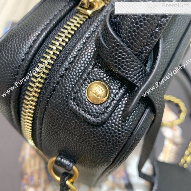 Chanel Grained Calfskin Long Vanity Case Top Handle Bag AS0988 Black 2019 (FM-9073134)