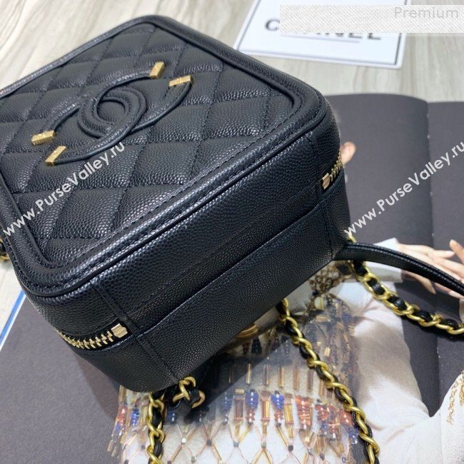 Chanel Grained Calfskin Long Vanity Case Top Handle Bag AS0988 Black 2019 (FM-9073134)