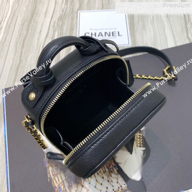 Chanel Grained Calfskin Long Vanity Case Top Handle Bag AS0988 Black 2019 (FM-9073134)