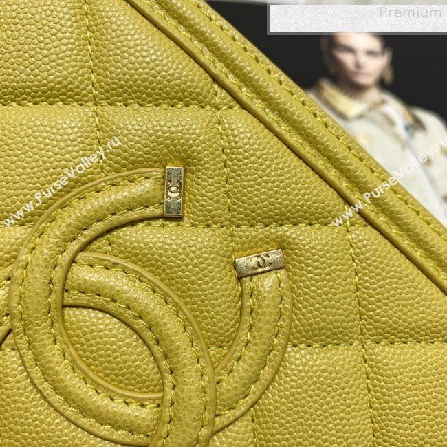 Chanel Grained Calfskin Long Vanity Case Top Handle Bag AS0988 Yellow 2019 (FM-9073133)