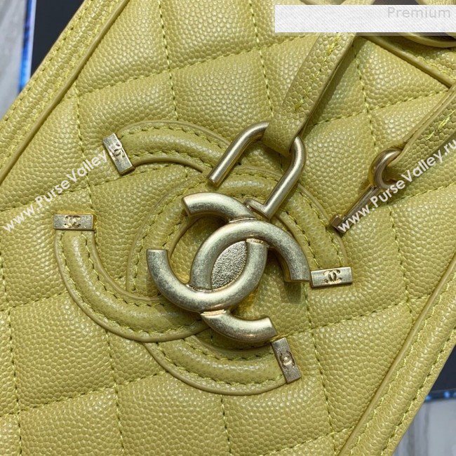 Chanel Grained Calfskin Long Vanity Case Top Handle Bag AS0988 Yellow 2019 (FM-9073133)