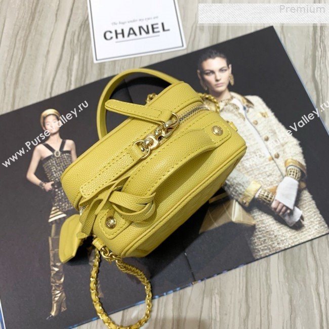 Chanel Grained Calfskin Long Vanity Case Top Handle Bag AS0988 Yellow 2019 (FM-9073133)