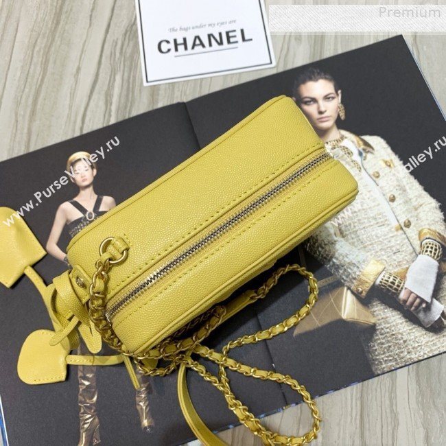 Chanel Grained Calfskin Long Vanity Case Top Handle Bag AS0988 Yellow 2019 (FM-9073133)