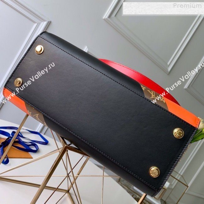 Louis Vuitton City Steamer MM Top Handle Bag in Printed Calfskin Patchwork M53803 Black/Tan 2019 (KD-9073140)