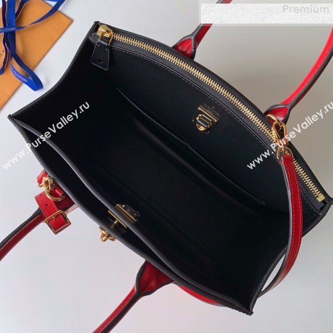 Louis Vuitton City Steamer MM Top Handle Bag in Printed Calfskin Patchwork M53803 Black/Tan 2019 (KD-9073140)