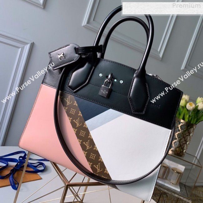 Louis Vuitton City Steamer PM Top Handle Bag in Printed Calfskin Patchwork M53802 Pink 2019 (KD-9073143)