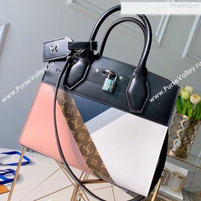 Louis Vuitton City Steamer MM Top Handle Bag in Printed Calfskin Patchwork M53802 Pink 2019 (KD-9073142)