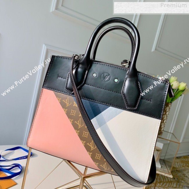Louis Vuitton City Steamer MM Top Handle Bag in Printed Calfskin Patchwork M53802 Pink 2019 (KD-9073142)