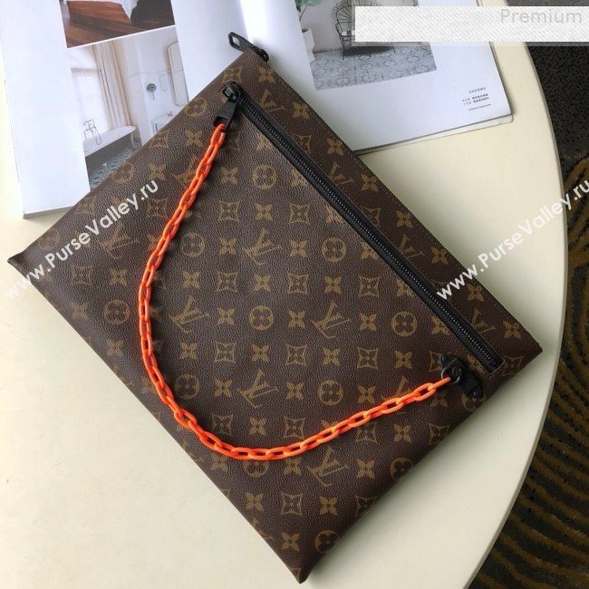 Louis Vuitton Mens A4 Pouch Chain Monogram Canvas M44484 2019 (FANG-9073160)