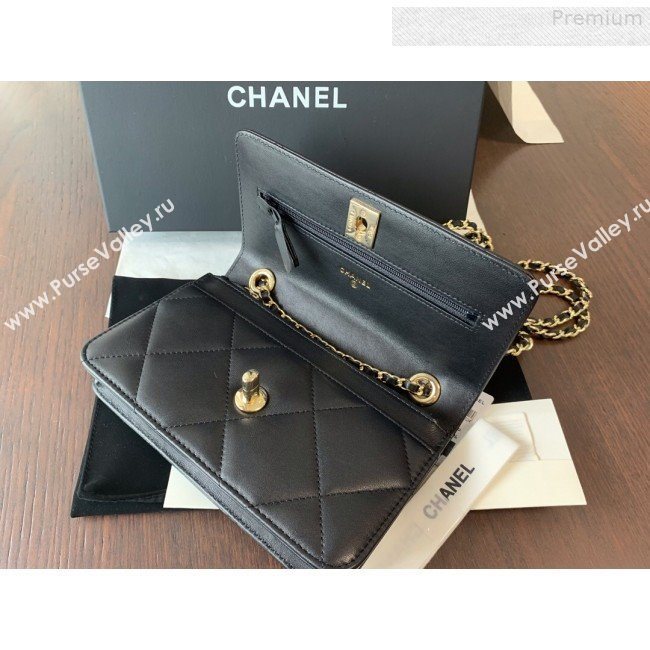 Chanel Quilted Lambskin Wallet on Chain WOC A80982 Black 2019 (BLWX-9080605)