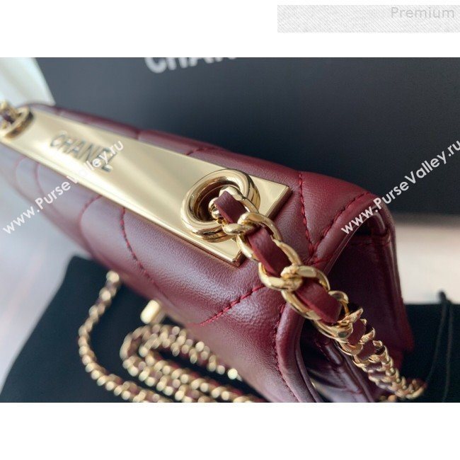 Chanel Quilted Lambskin Wallet on Chain WOC A80982 Burgundy 2019 (BLWX-9080604)