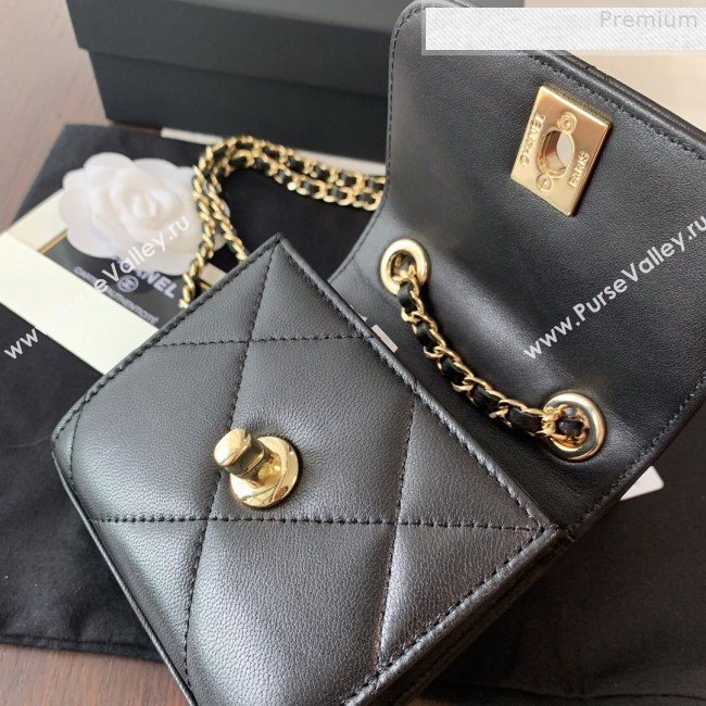 Chanel Quilted Lambskin Clutch with Chain A81633 Black Leather 2019 (BLWX-9080606)
