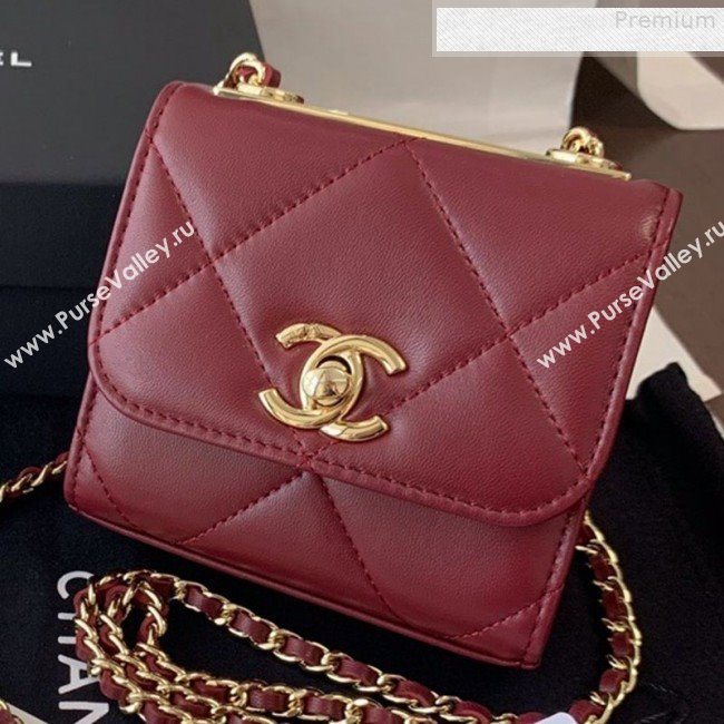 Chanel Quilted Lambskin Clutch with Chain A81633 Burgundy 2019 (BLWX-9080607)