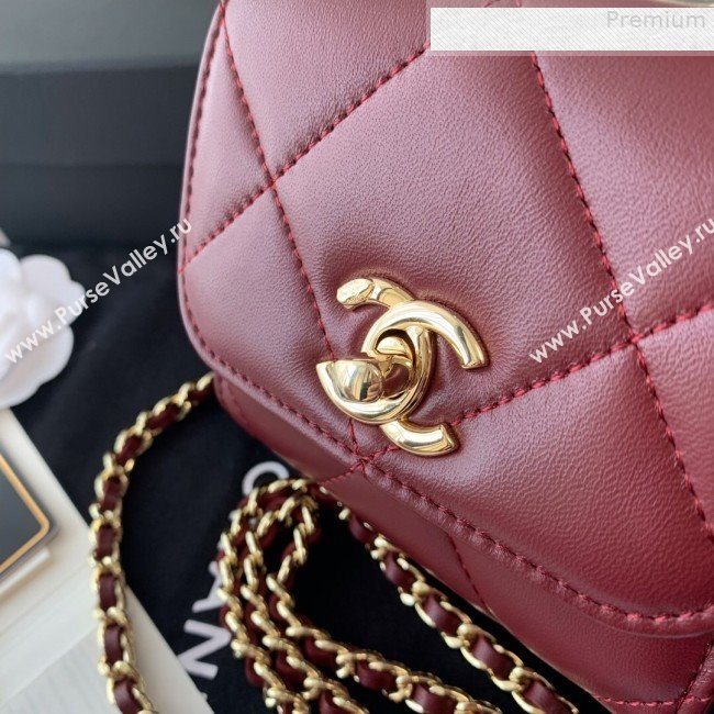 Chanel Quilted Lambskin Clutch with Chain A81633 Burgundy 2019 (BLWX-9080607)