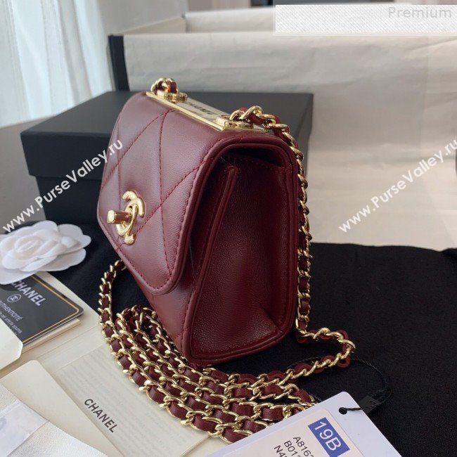 Chanel Quilted Lambskin Clutch with Chain A81633 Burgundy 2019 (BLWX-9080607)