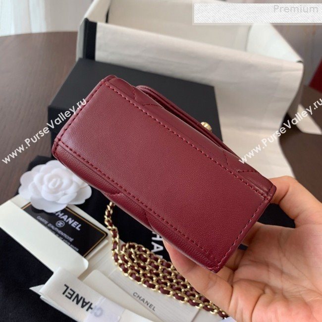 Chanel Quilted Lambskin Clutch with Chain A81633 Burgundy 2019 (BLWX-9080607)
