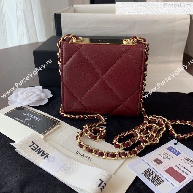 Chanel Quilted Lambskin Clutch with Chain A81633 Burgundy 2019 (BLWX-9080607)