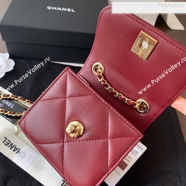 Chanel Quilted Lambskin Clutch with Chain A81633 Burgundy 2019 (BLWX-9080607)