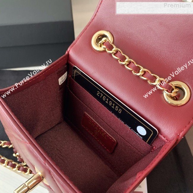 Chanel Quilted Lambskin Clutch with Chain A81633 Burgundy 2019 (BLWX-9080607)