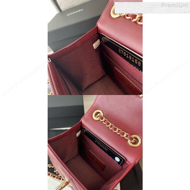 Chanel Quilted Lambskin Clutch with Chain A81633 Burgundy 2019 (BLWX-9080607)