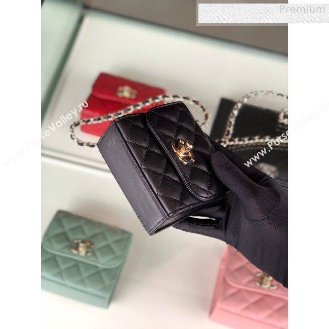 Chanel Quilted Lambskin Clutch with Chain A81633 Black/Gold 2019  (FM-9080613)