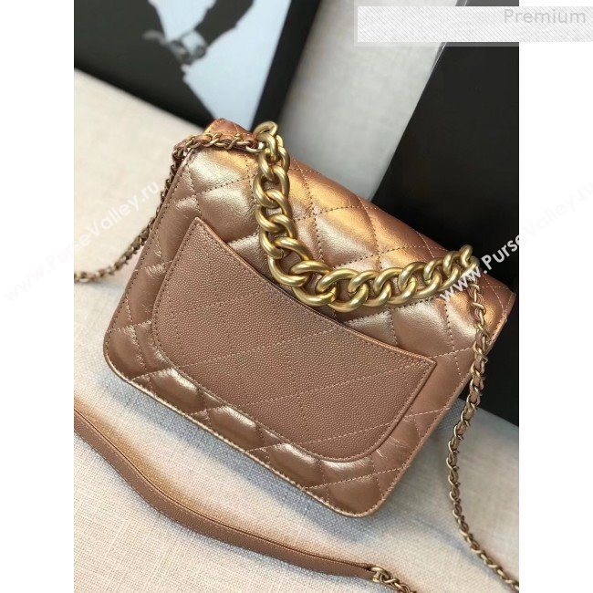 Chanel Quilted Metallic Calfskin Small Flap Bag AS0784 Bronze Gold 2019 (GANEN-9080619)