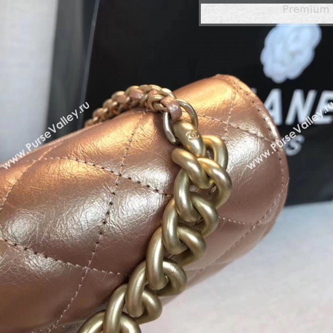 Chanel Quilted Metallic Calfskin Small Flap Bag AS0784 Bronze Gold 2019 (GANEN-9080619)