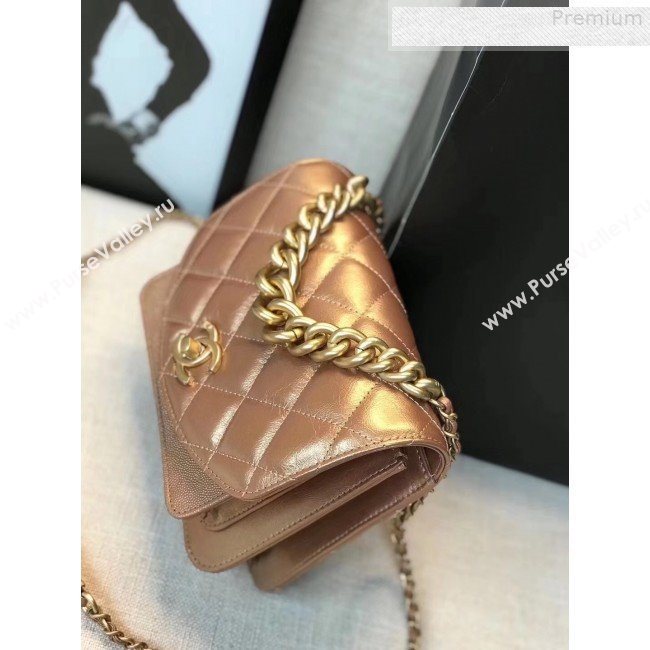 Chanel Quilted Metallic Calfskin Small Flap Bag AS0784 Bronze Gold 2019 (GANEN-9080619)