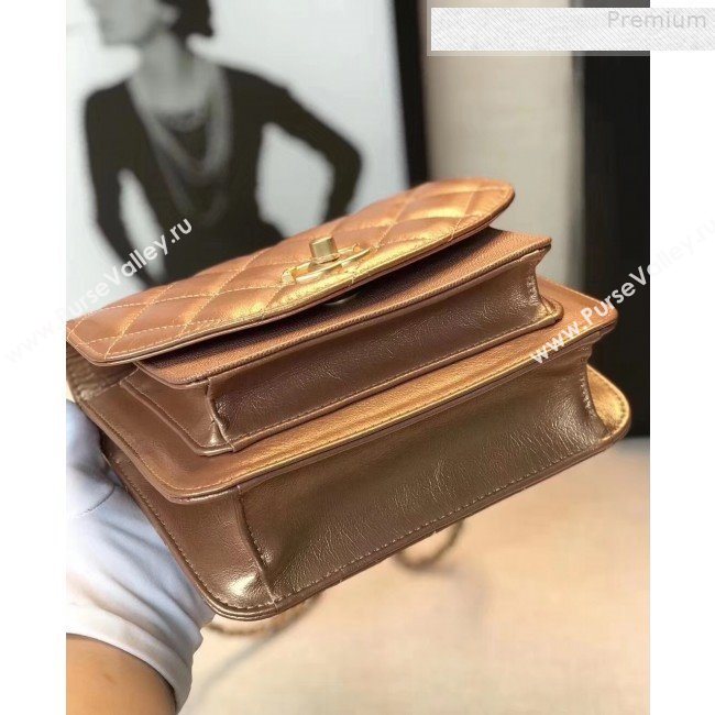 Chanel Quilted Metallic Calfskin Small Flap Bag AS0784 Bronze Gold 2019 (GANEN-9080619)