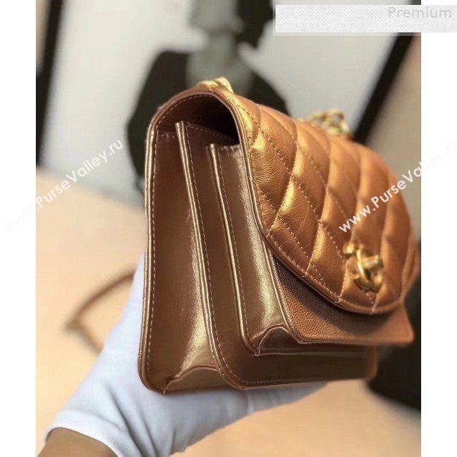Chanel Quilted Metallic Calfskin Small Flap Bag AS0784 Bronze Gold 2019 (GANEN-9080619)
