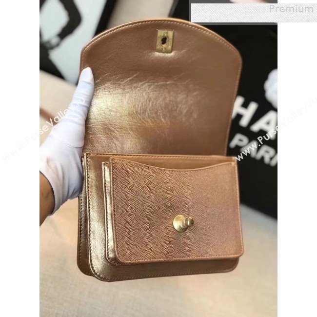 Chanel Quilted Metallic Calfskin Small Flap Bag AS0784 Bronze Gold 2019 (GANEN-9080619)
