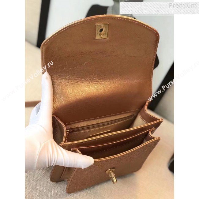 Chanel Quilted Metallic Calfskin Small Flap Bag AS0784 Bronze Gold 2019 (GANEN-9080619)