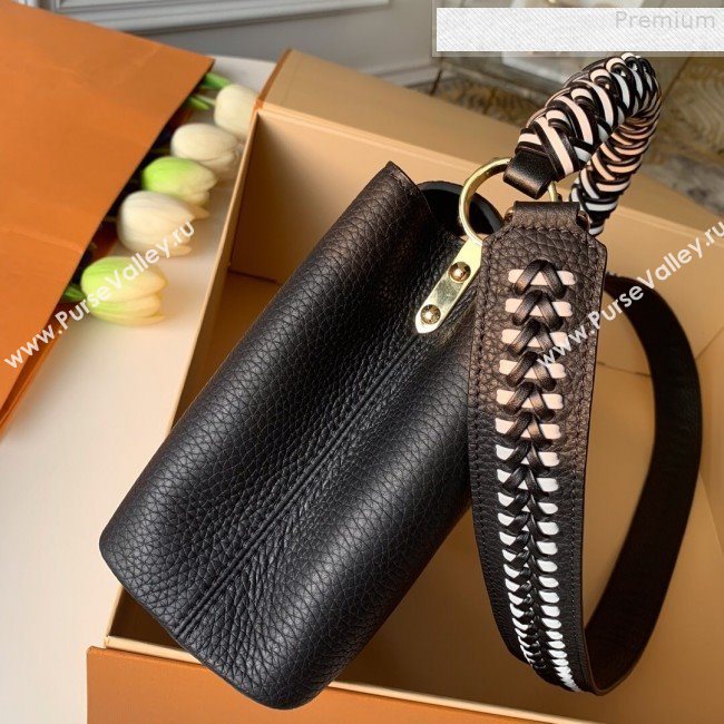 Louis Vuitton Capucines BB with Braided Handle M55236 Black/White 2019 (KD-9080622)