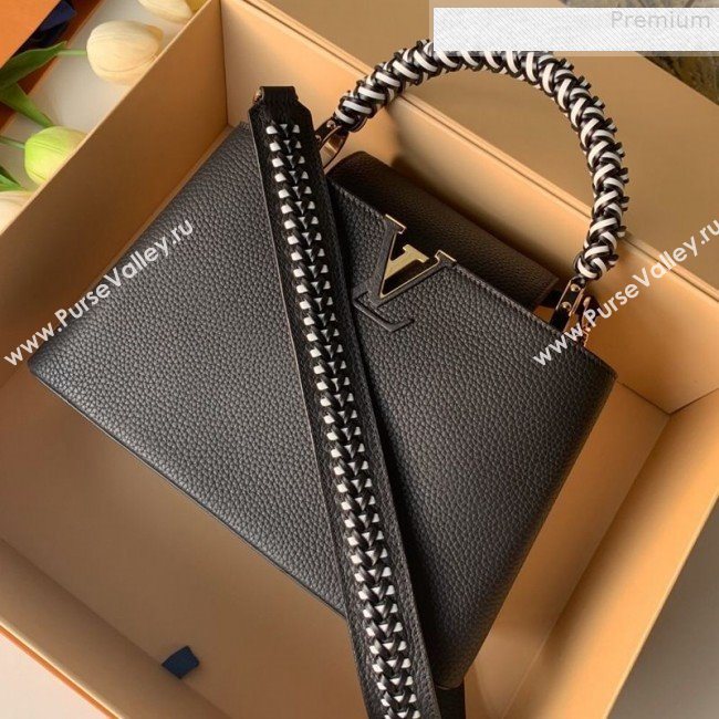Louis Vuitton Capucines PM with Braided Handle M55083 Black/White 2019 (KD-9080621)