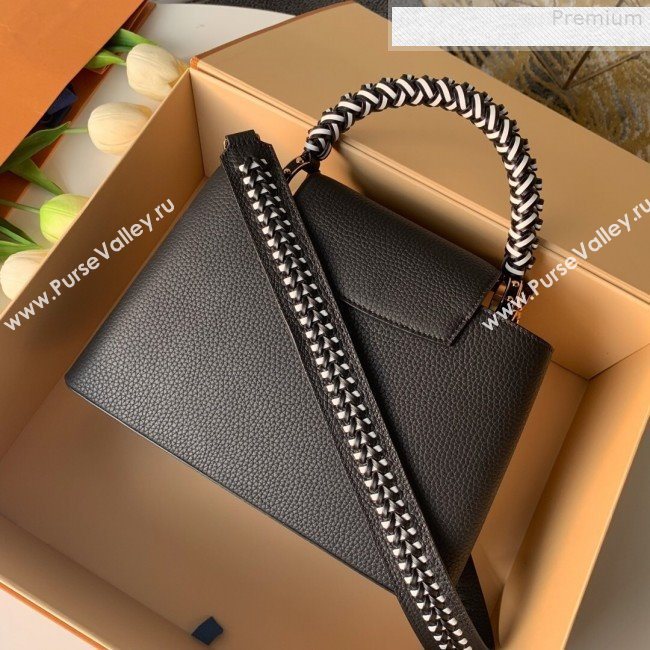 Louis Vuitton Capucines PM with Braided Handle M55083 Black/White 2019 (KD-9080621)