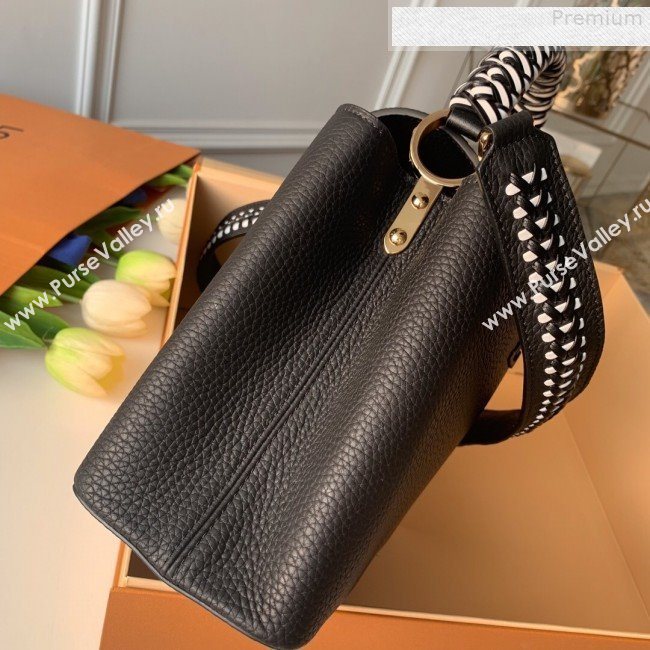 Louis Vuitton Capucines PM with Braided Handle M55083 Black/White 2019 (KD-9080621)
