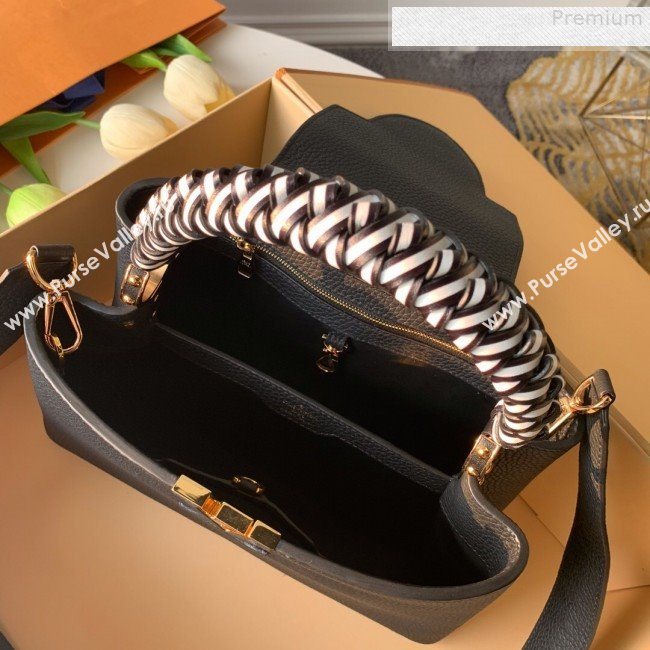 Louis Vuitton Capucines PM with Braided Handle M55083 Black/White 2019 (KD-9080621)