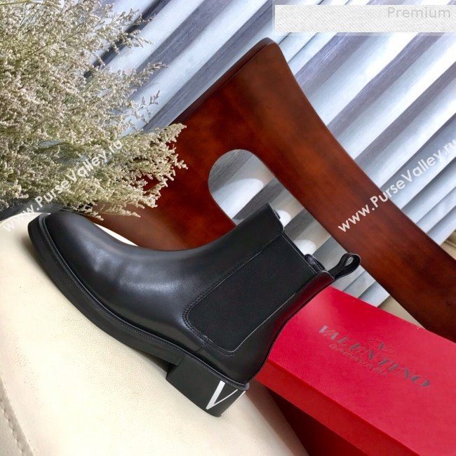 Valentino VLTN Print Calfskin Slip-on Flat Short Boot Black/White 2019 (HUANGZ-9080303)