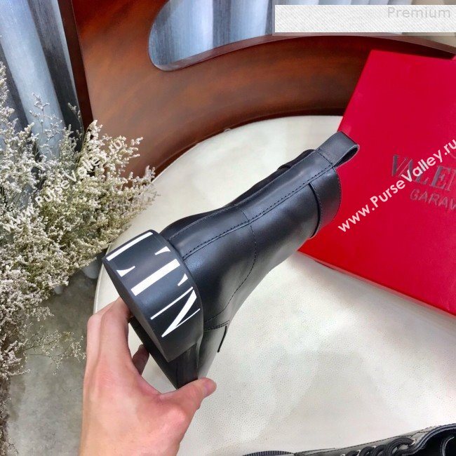 Valentino VLTN Print Calfskin Lace-up Flat Short Boot Black/White 2019 (HUANGZ-9080304)