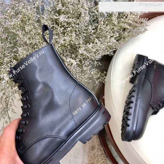 Valentino Number Print Calfskin Lace-up Flat Short Boot Black 2019 (HUANGZ-9080305)