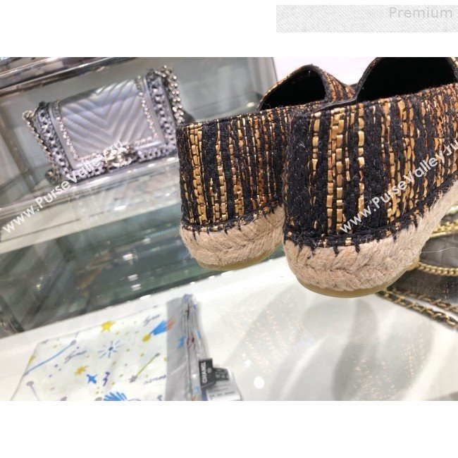 Chanel Tweed and Grosgrain Espadrilles G29762 Gold/Black 2019 (XO-9080307)