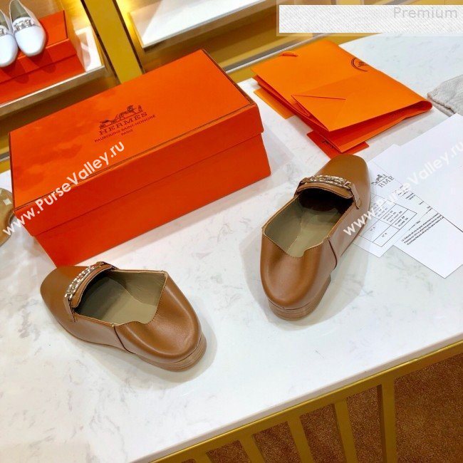 Hermes Vincennes Calfskin Flat Loafers Brown 2019 (SIYA-9080755)