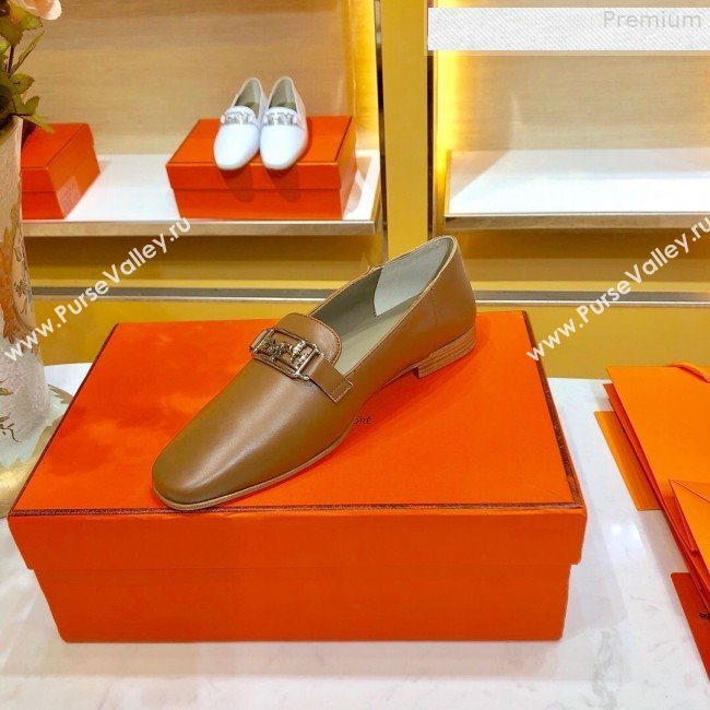 Hermes Vincennes Calfskin Flat Loafers Brown 2019 (SIYA-9080755)