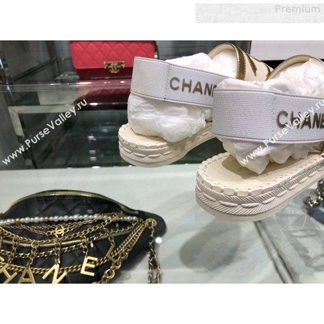 Chanel Slingback Espadrilles G34817 White/Gold 2019 (XO-9080760)