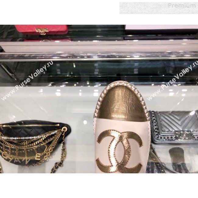 Chanel Slingback Espadrilles G34817 White/Gold 2019 (XO-9080760)
